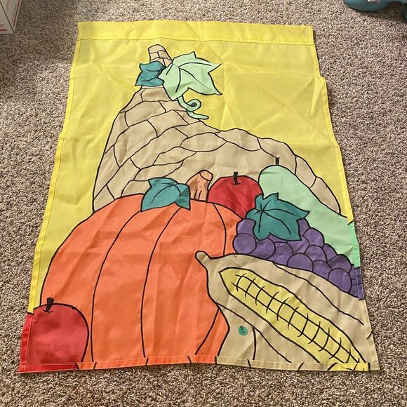 Thanksgiving Cornucopia  House Garden Flag Large Goid QUALITY Material 39”X28” - Picture 4 of 4
